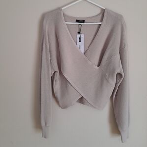 Women's Wrap Front Cream Sweater